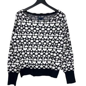 Maeve Anthropologie Womens Size L Relaxed Fit Sweater Boatneck Black White